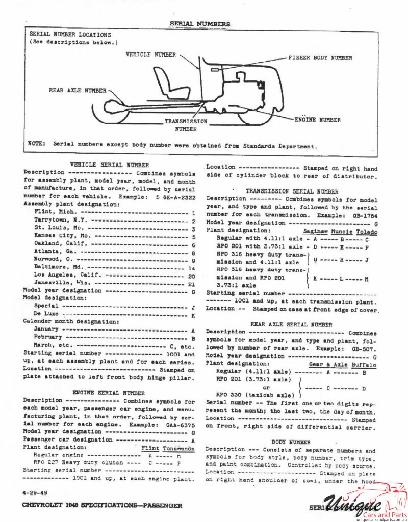 1949 Chevrolet Specifications Page 12